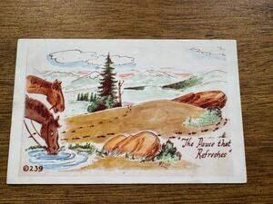 Vintage Kromekolor Comic Postcard Horses The Pause That Refreshes Unused